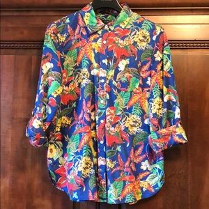 Talbots Floral Print Button Down Shirt